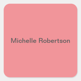 Modern Plain Minimalist Add Own Name Square Sticker