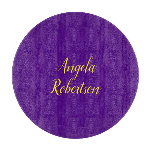 Modern plain minimalist name indigo blue yellow cutting board (Front)