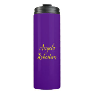 Modern plain minimalist name indigo blue yellow thermal tumbler