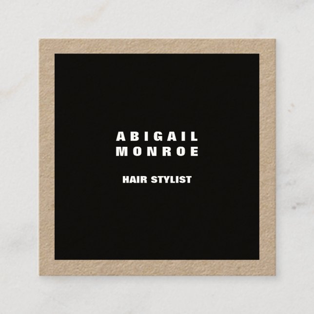 Modern Plain Minimalist Professional Black Square Business Card (Front)