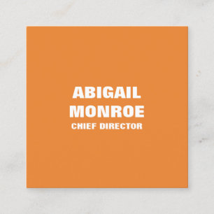 Modern Plain Minimalist Professional Orange White Square Business Card