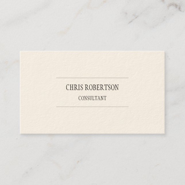 Modern Plain Minimalist Signature Cream Business Card (Front)