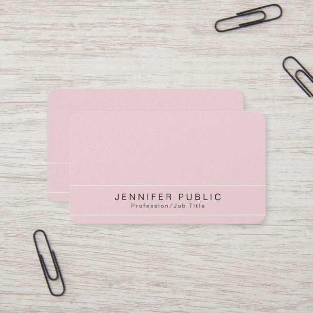 Modern Plain Premium Pearl Finish Luxury Glamour Business Card (Front/Back In Situ)