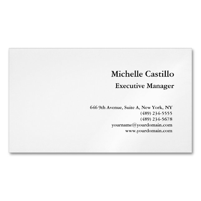 Modern Plain Professional Minimalist Magnetic Business Card (Front)