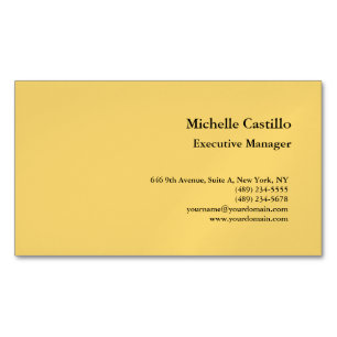 Modern Plain Professional Minimalist Yellow Magnetic Business Card