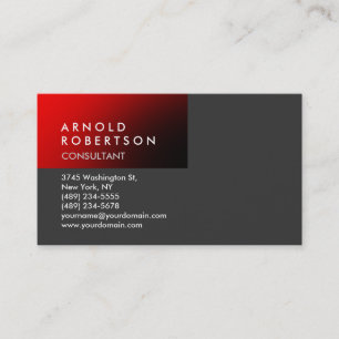 Modern Plain Red Grey Trendy Business Card