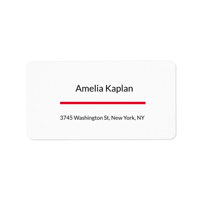 Modern Plain Red White Minimalist Professional Label (Front)
