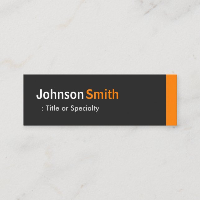 Modern Plain Simple Black and Orange Mini Business Card (Front)