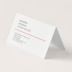 Modern Plain Simple Black White Minimalist Business Card