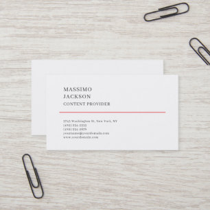 Modern Plain Simple Black White Minimalist  Business Card