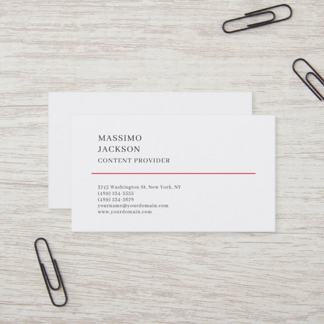 Modern Plain Simple Black White Minimalist  Business Card (Front/Back In Situ)