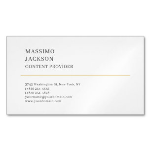 Modern Plain Simple Black White Minimalist Magnetic Business Card