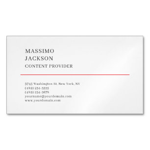Modern Plain Simple Black White Minimalist Magnetic Business Card