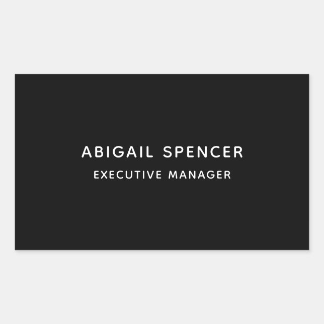 Modern Plain Simple Black White Professional Rectangular Sticker (Front)