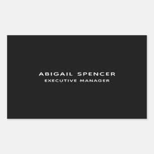 Modern Plain Simple Black White Professional Rectangular Sticker