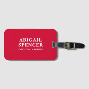 Modern Plain Simple Cherry Red Professional Luggage Tag