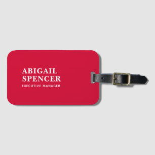Modern Plain Simple Cherry Red Professional Luggage Tag