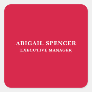 Modern Plain Simple Cherry Red Professional Square Sticker