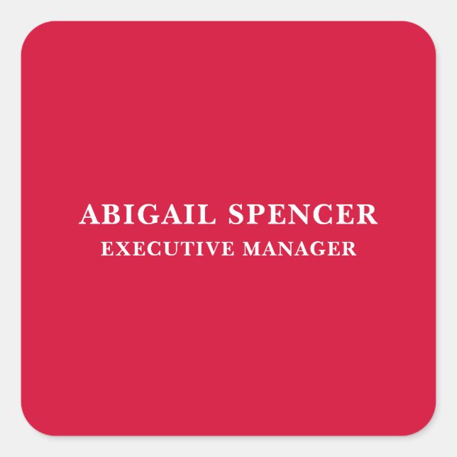Modern Plain Simple Cherry Red Professional Square Sticker (Front)