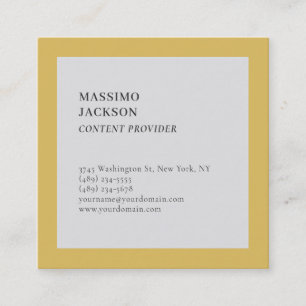 Modern Plain Simple Gold & Grey Color Minimalist  Square Business Card