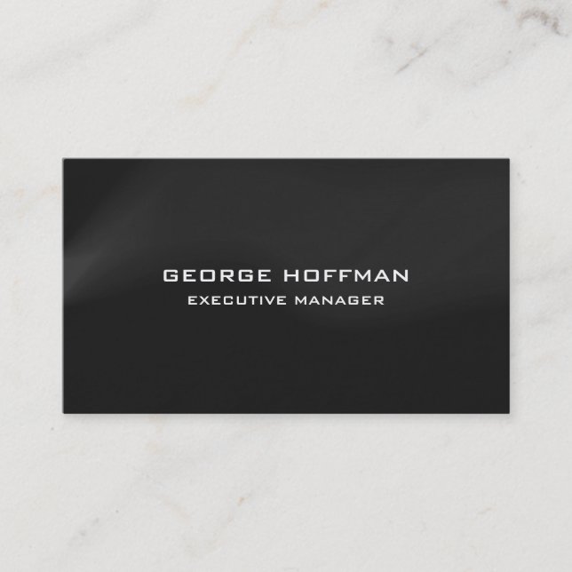 Modern Plain Simple Grey Black White Professional Business Card (Front)