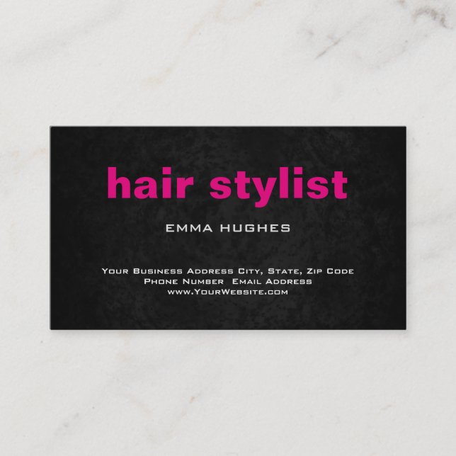 Modern Plain Simple Grey Pink Hair Stylist Business Card (Front)