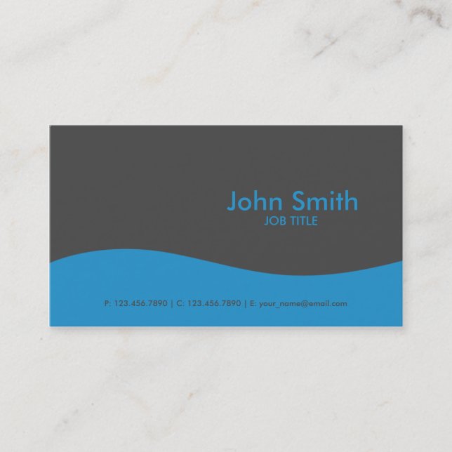Modern Plain Simple Hi Tech Blue Business Card (Front)
