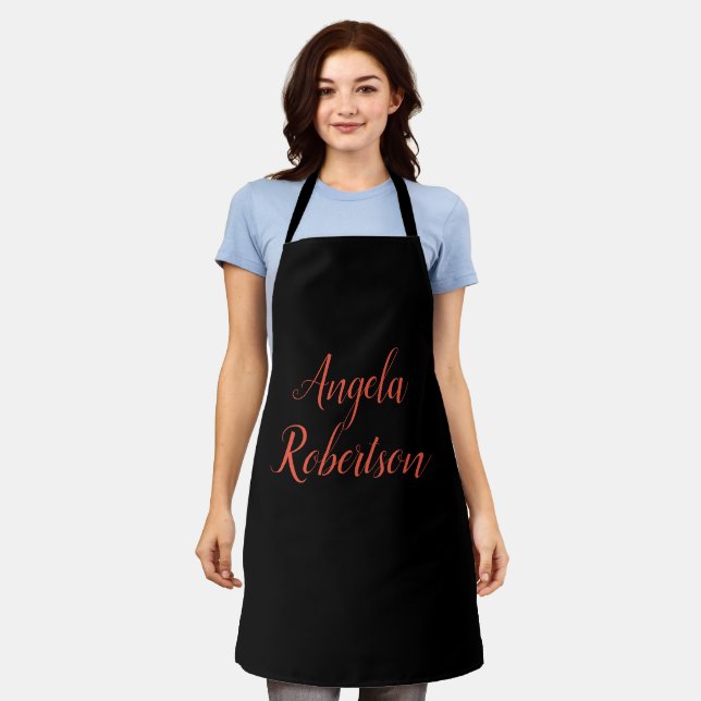 Modern plain simple minimalist add name apron (Worn)