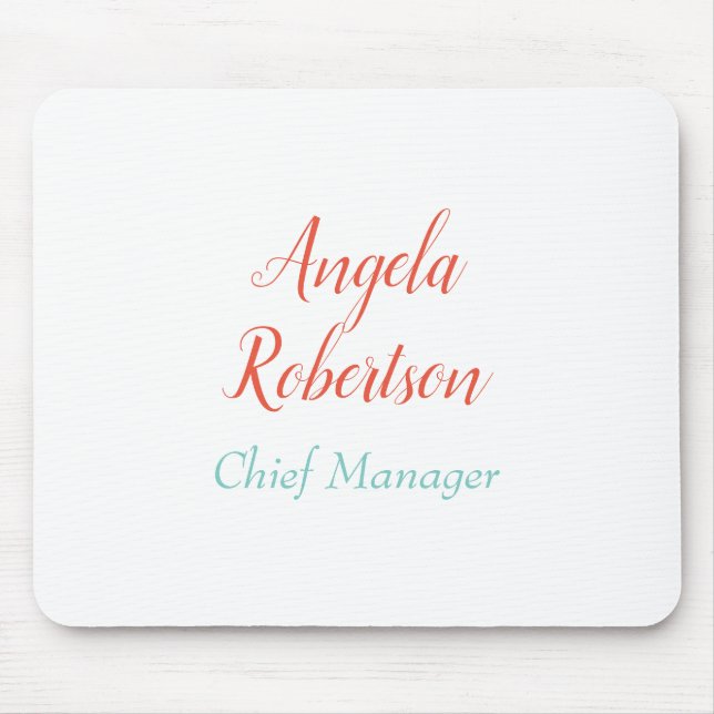 Modern plain simple minimalist add name mouse mat (Front)