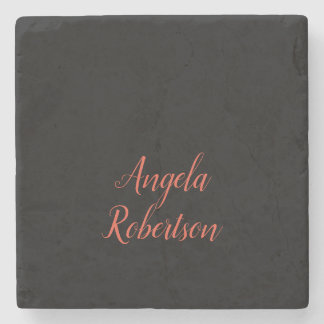 Modern plain simple minimalist add name stone coaster