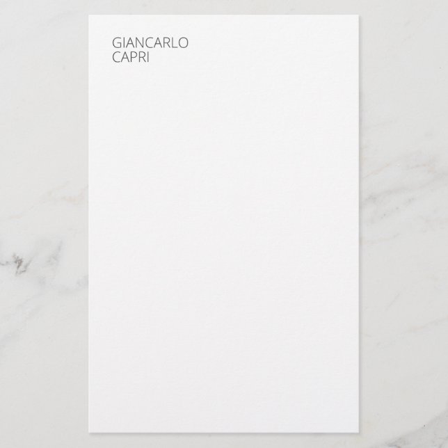 Modern Plain Simple Minimalist Elegant Capital Stationery (Front)