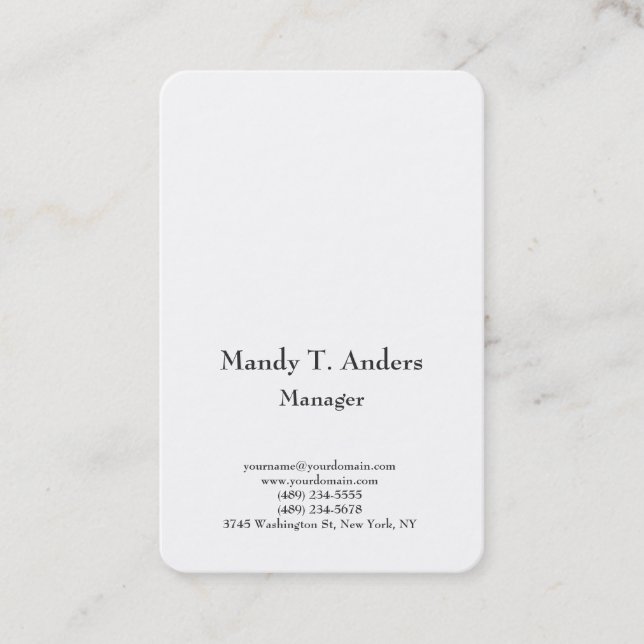 Modern plain simple minimalist elegant white business card (Front)