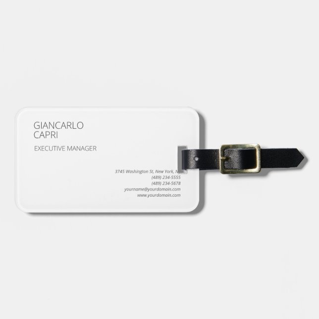 Modern Plain Simple Minimalist Luggage Tag (Front Horizontal)