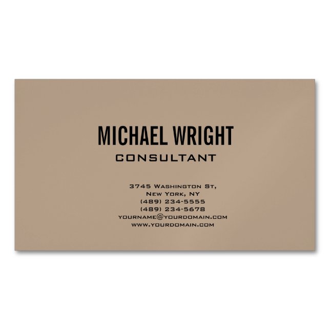 Modern Plain Simple Minimalist Magnetic Business Card (Front)