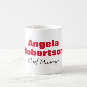 Modern plain simple minimalist red white add name coffee mug