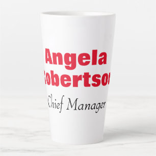 Modern plain simple minimalist red white add name latte mug