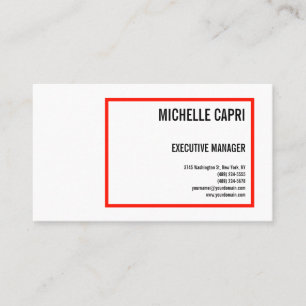 Modern Plain Simple Minimalist Red White Business Card