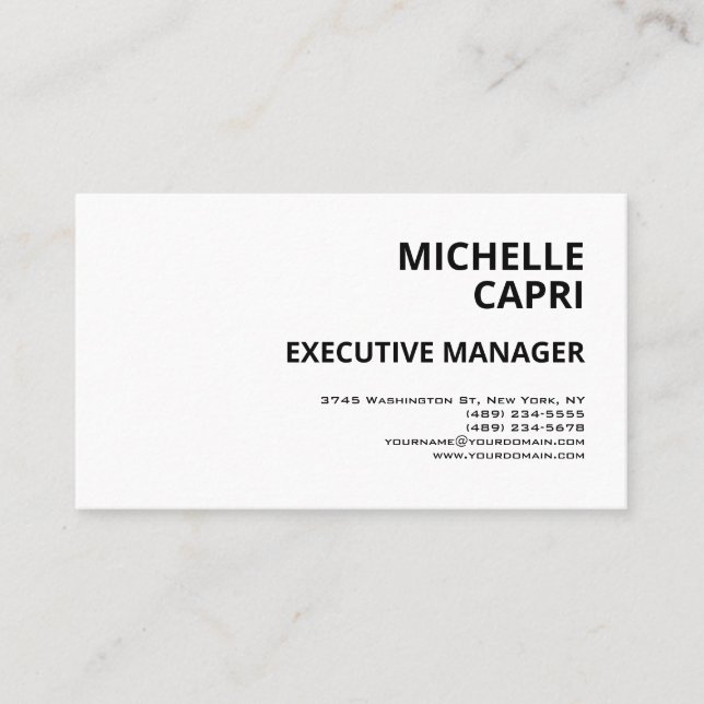 Modern Plain Simple Minimalist Style Contemporary Business Card (Front)