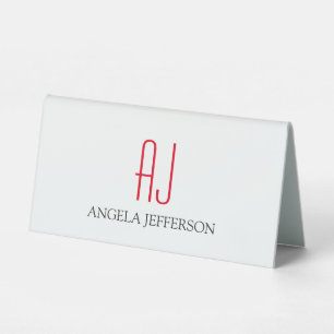 Modern plain simple white red monogram