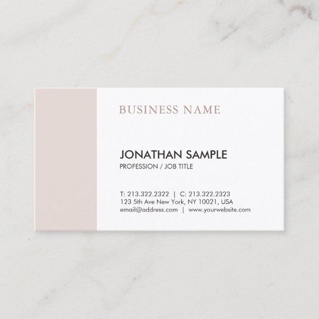 Modern Plain Sophisticated Clean Design Trendy Business Card (Front)