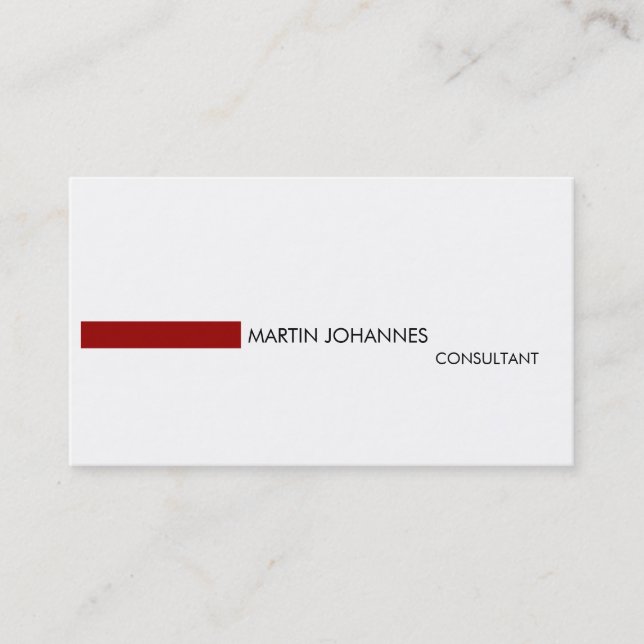 Modern Plain Stylish Red Black White Business Card (Front)