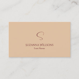 Modern Plain Tan Beige with Monogram Elegant Chic Business Card