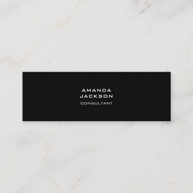 Modern Plain Trendy Minimalist Black Professional Mini Business Card (Front)