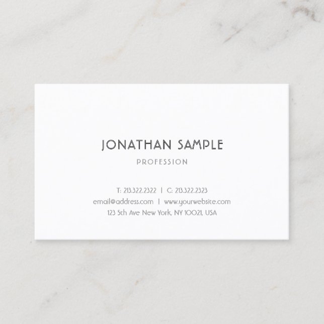 Modern Plain Trendy Pretty Sleek Graphic Design Business Card (Front)