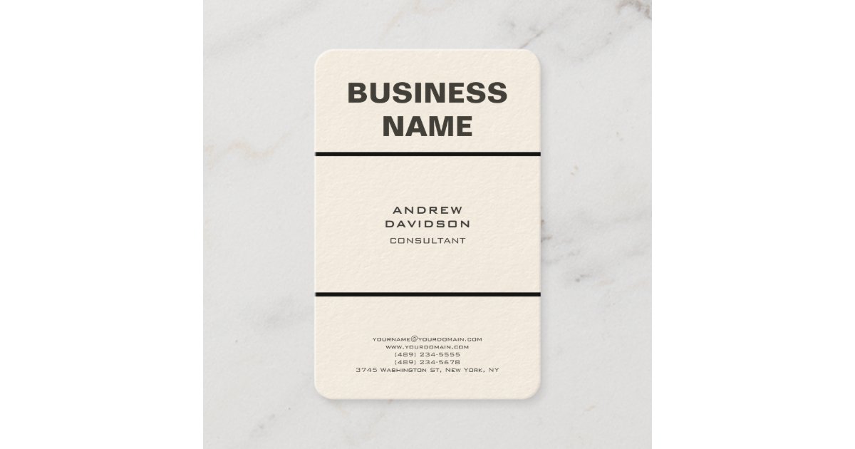 Modern Plain Trendy Vertical Minimalist Design Business Card | Zazzle