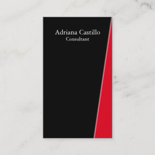 Modern Plain Vertical Black Red Unique Design Business Card
