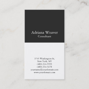 Modern Plain Vertical Dark Grey White Unique Business Card