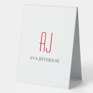 Modern plain vertical simple white red monogram