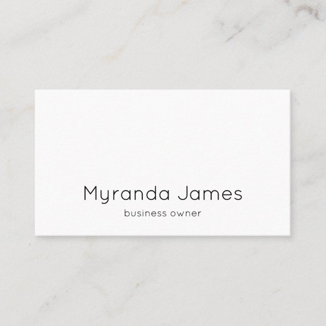 Modern Plain White and Black Simple Minimalist Business Card (Front)