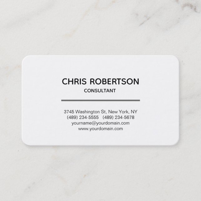 Modern Plain White Attractive Minimalist Business Card (Front)